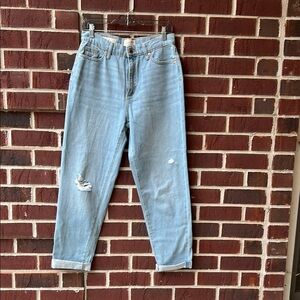 Blue Straight Leg Jeans with Light Wash and Relaxed Fit